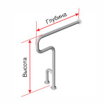 Поручень опорный для санузла (ванна, унитаз, писсуар), правый, с креплением к стене и к полу, материал-Ст3, индивидуальный