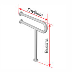 Поручень опорный, для санузла с креплением к полу и стене, материал-Ст3, индивидуальный